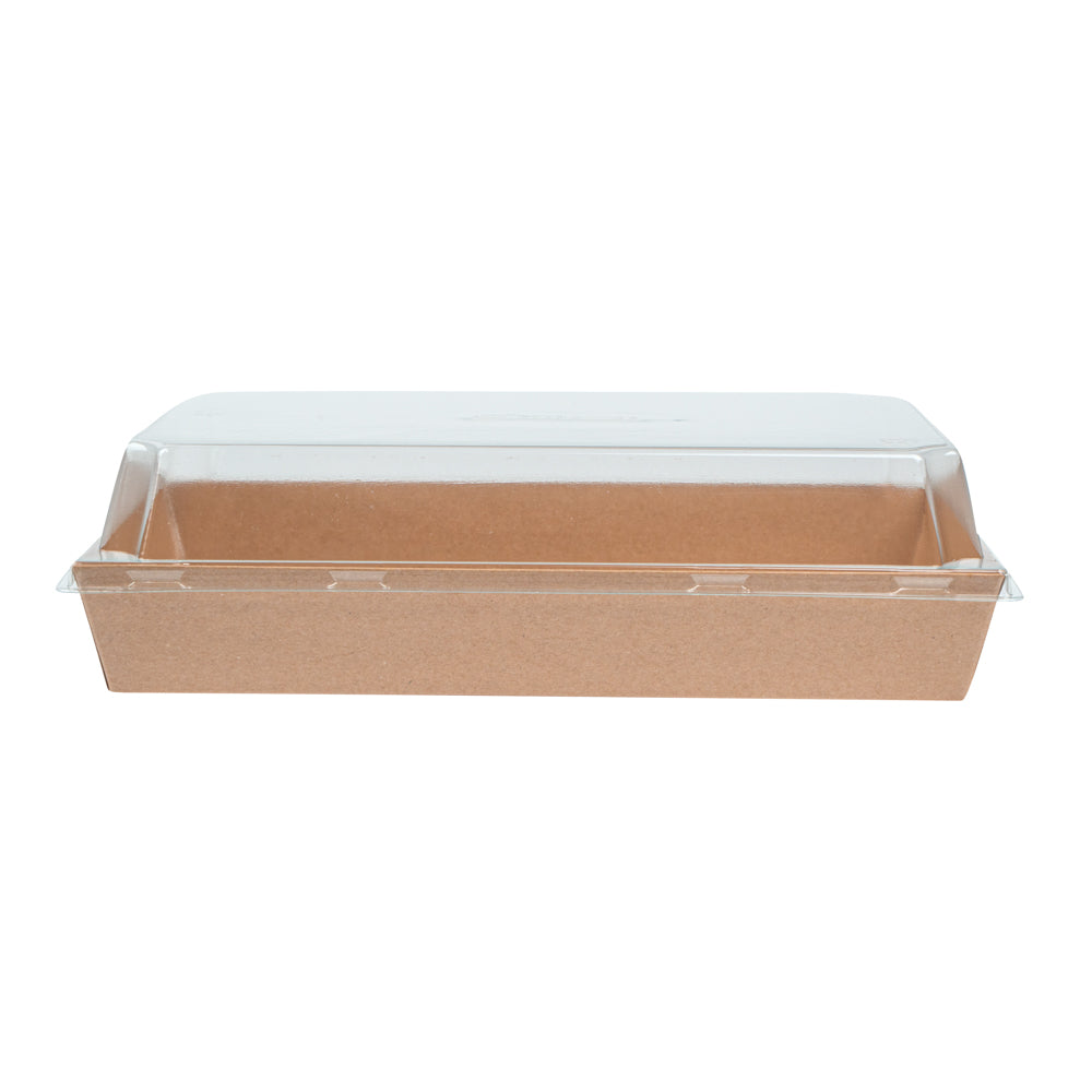 Matsuri Vision Rectangle Kraft Paper Large Sushi Tray - 9" x 6" x 1 1/2" - 100 count box