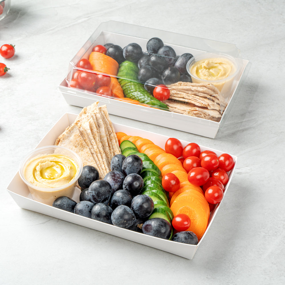 Matsuri Vision Rectangle White Paper Large Sushi Tray - 9" x 6" x 1 1/2" - 100 count box