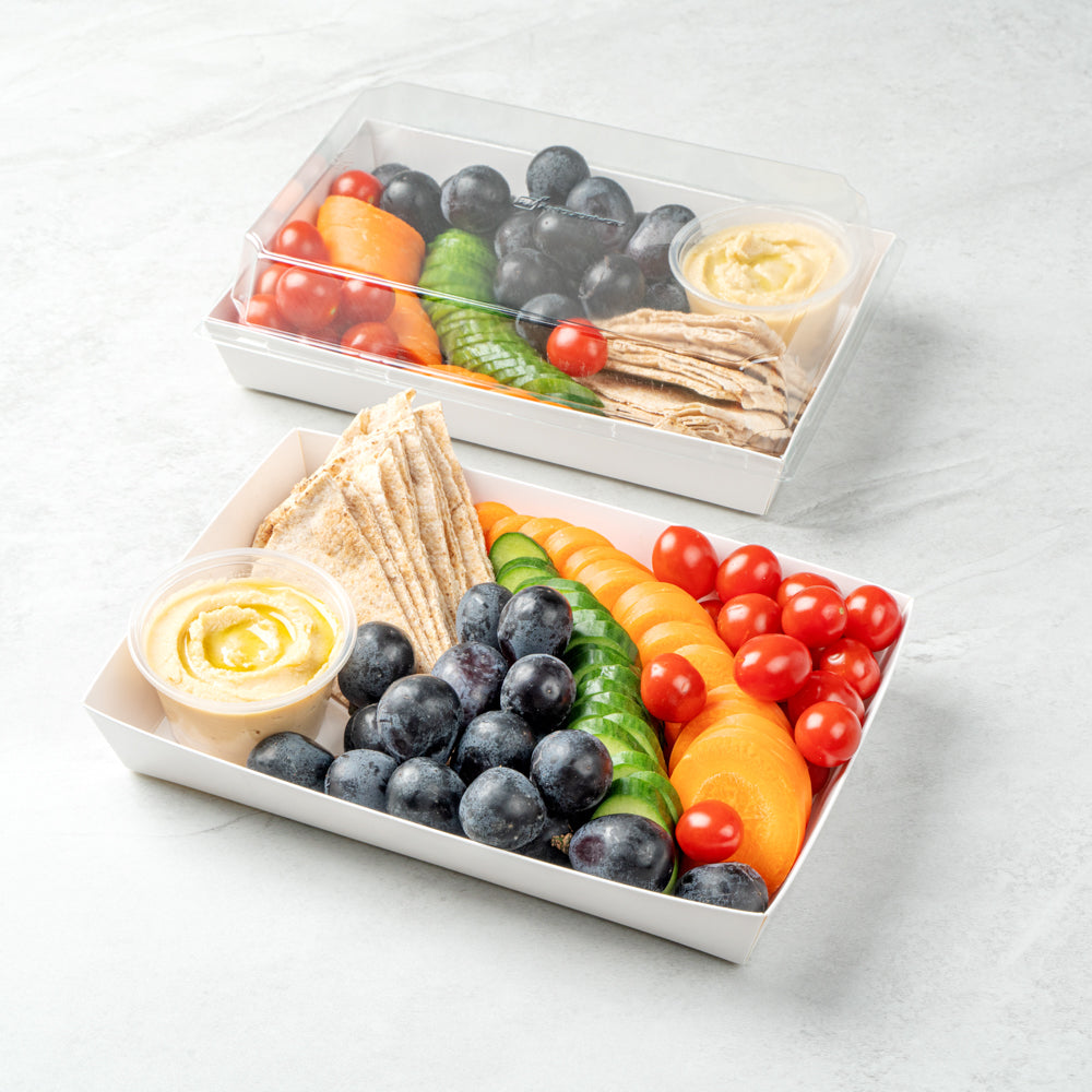 Matsuri Vision Rectangle White Paper Large Sushi Tray - 9" x 6" x 1 1/2" - 100 count box
