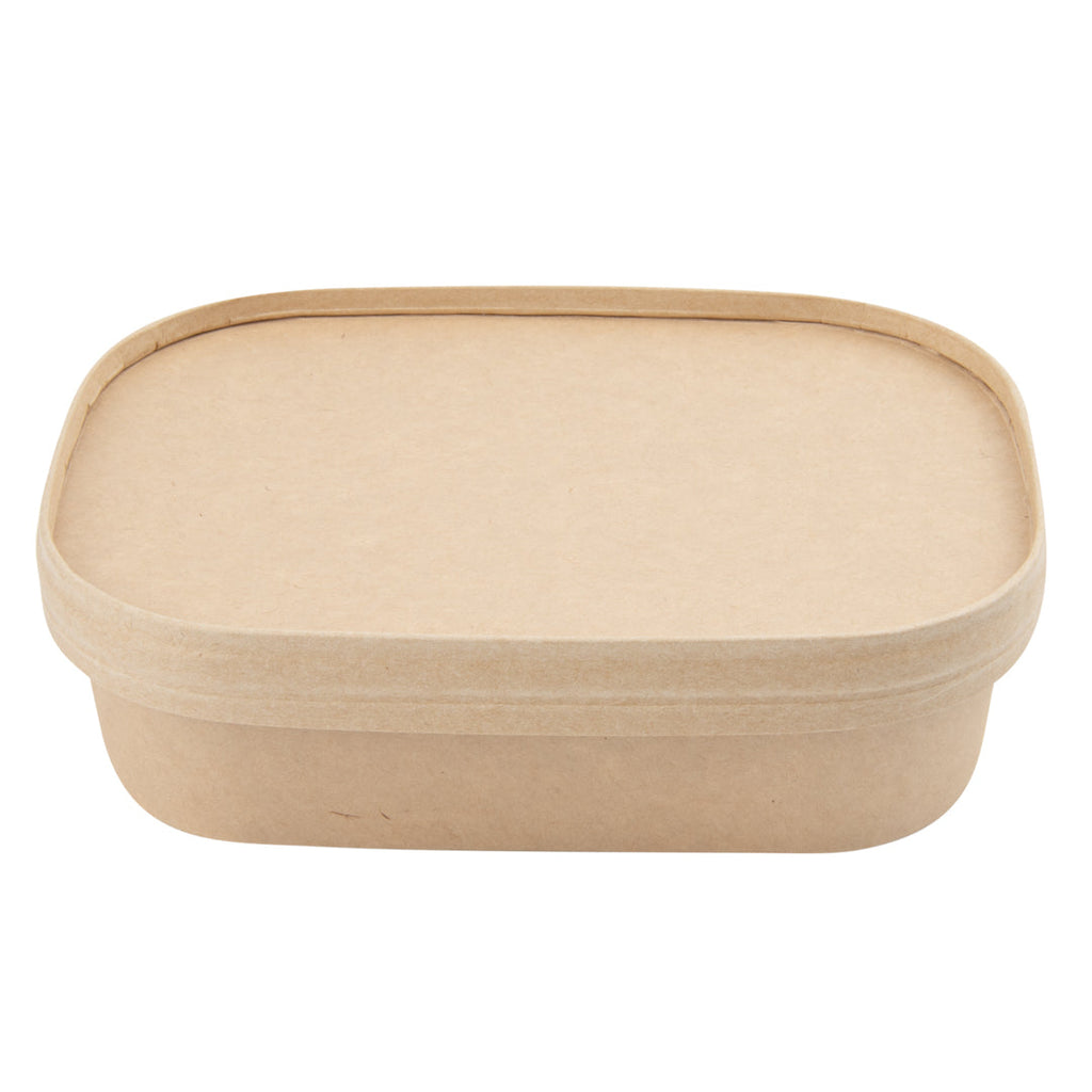 Bio Tek 17 oz Oval Kraft Paper Serving Container - 6 3/4" x 4 1/2" x 1 1/2" - 100 count box