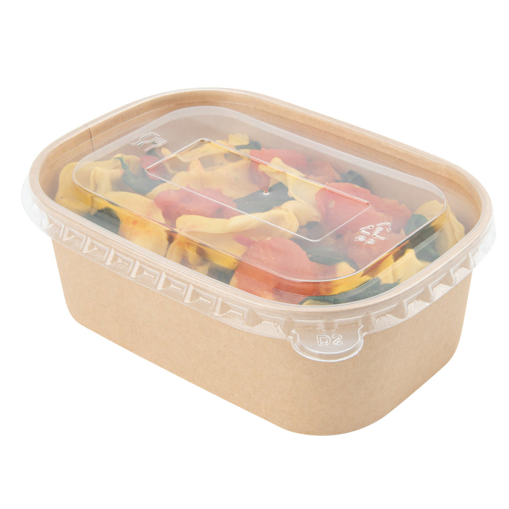 Bio Tek 25 oz Oval Kraft Paper Serving Container - 6 3/4" x 4 1/2" x 2 1/4" - 100 count box