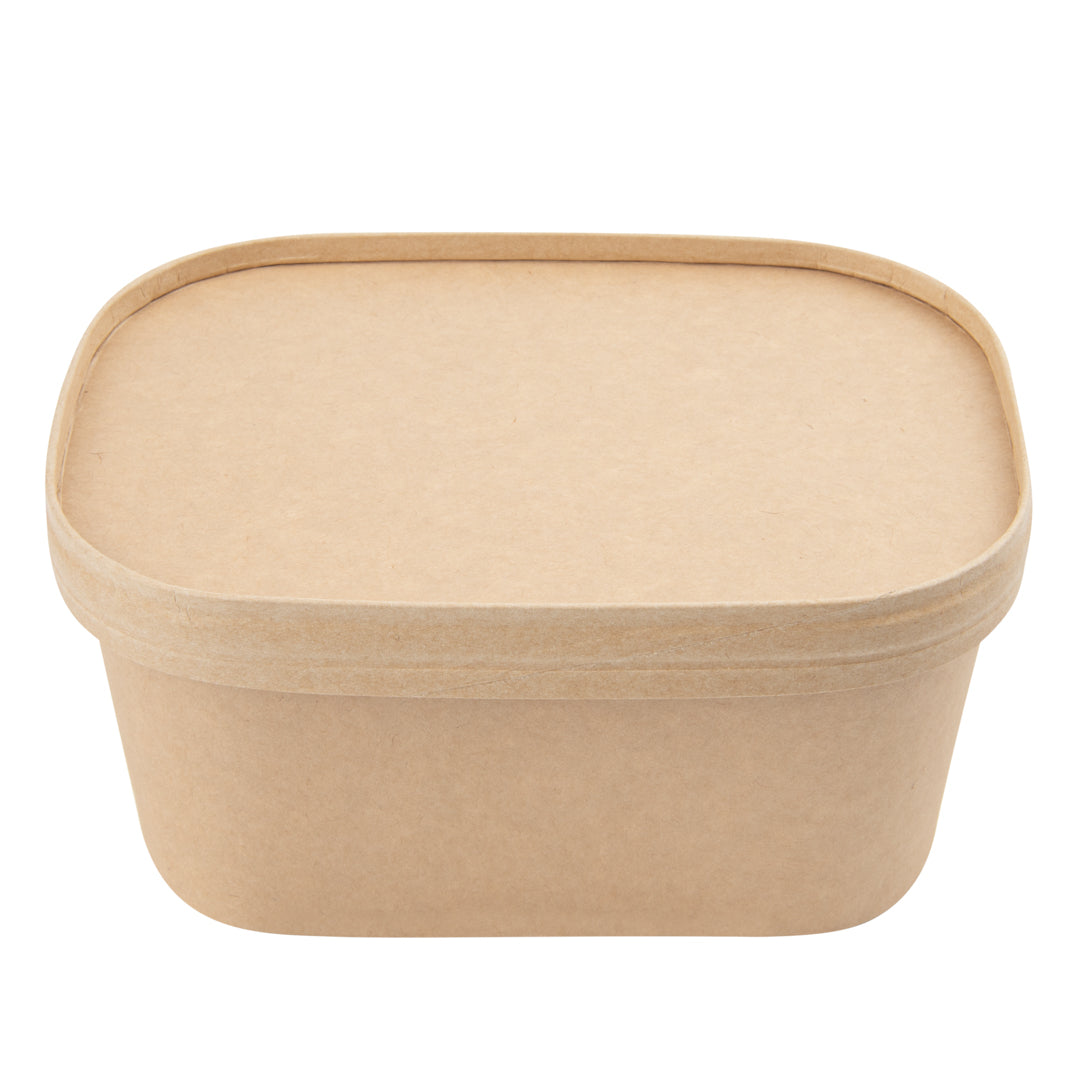 Bio Tek 34 oz Oval Kraft Paper Serving Container - 6 3/4" x 4 1/2" x 3" - 100 count box