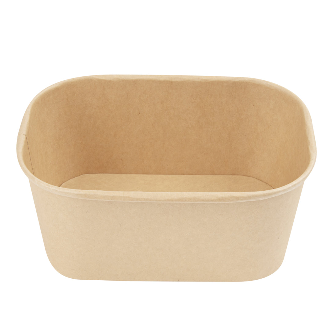 Bio Tek 34 oz Oval Kraft Paper Serving Container - 6 3/4" x 4 1/2" x 3" - 100 count box