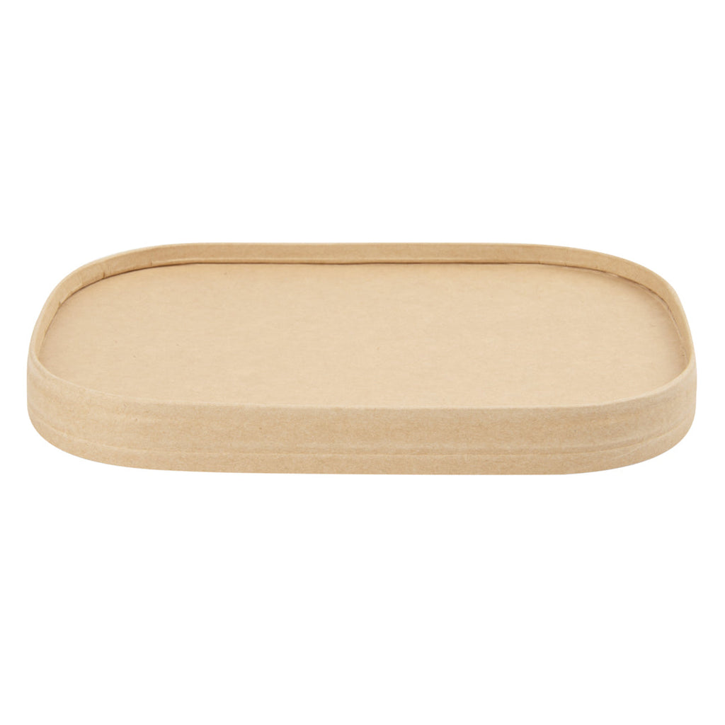 Bio Tek Oval Kraft Paper Lid - Fits Serving Container - 100 count box