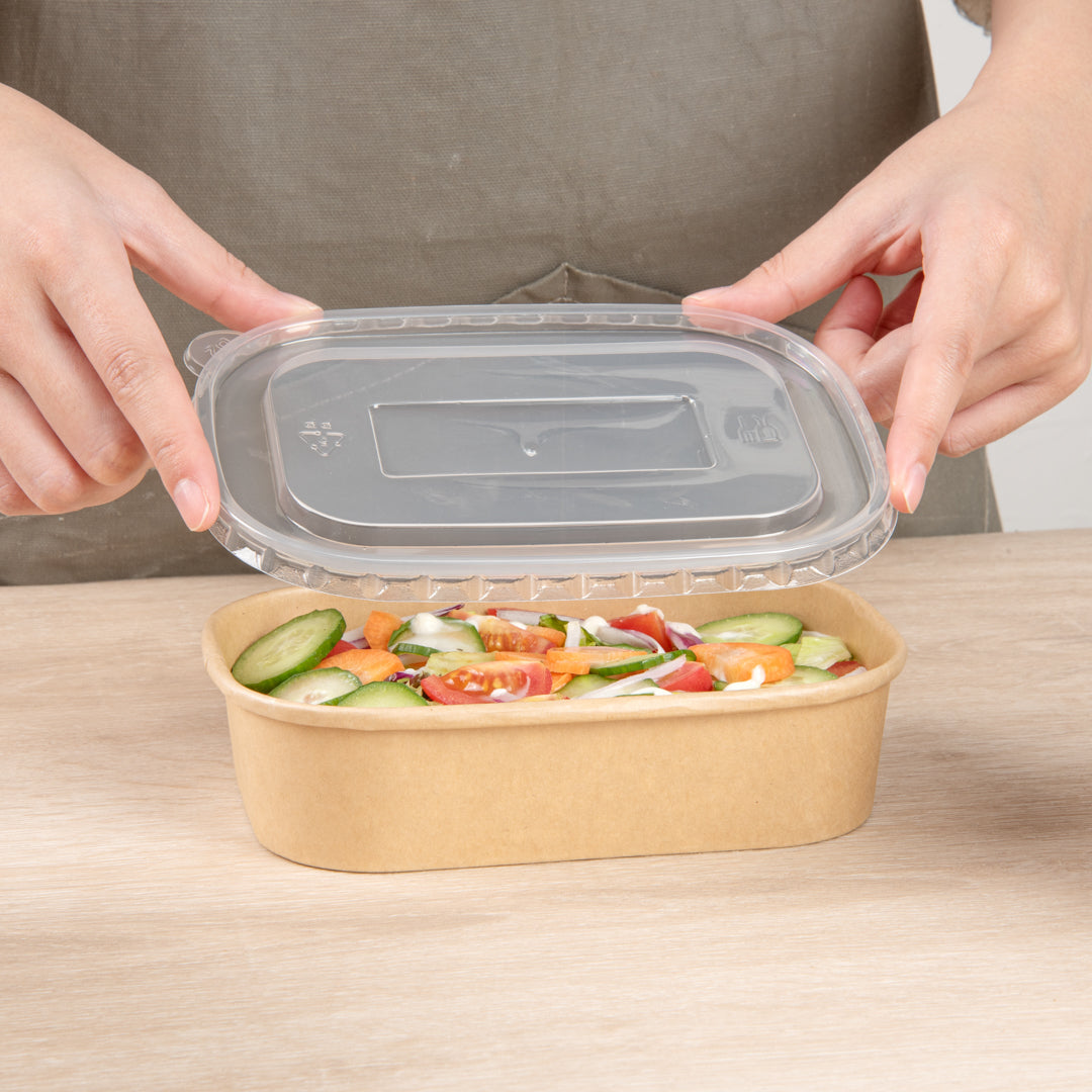 Bio Tek Oval Clear Plastic Lid - Fits Serving Container - 100 count box