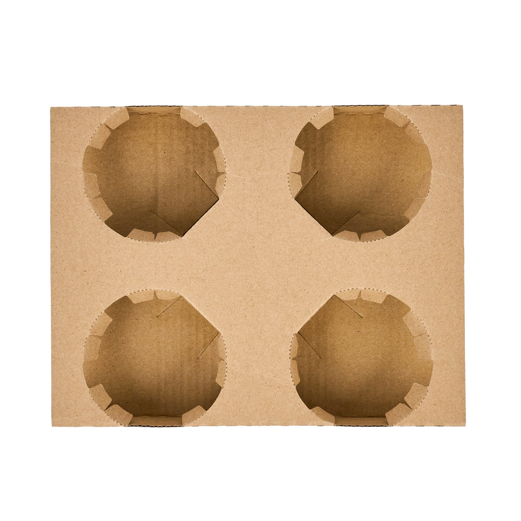Saving Nature Kraft Paper Convertible Drink Carrier - Fits 2 or 4 Cups - 8 1/2" x 6 1/2" x 1 1/2" - 100 count box