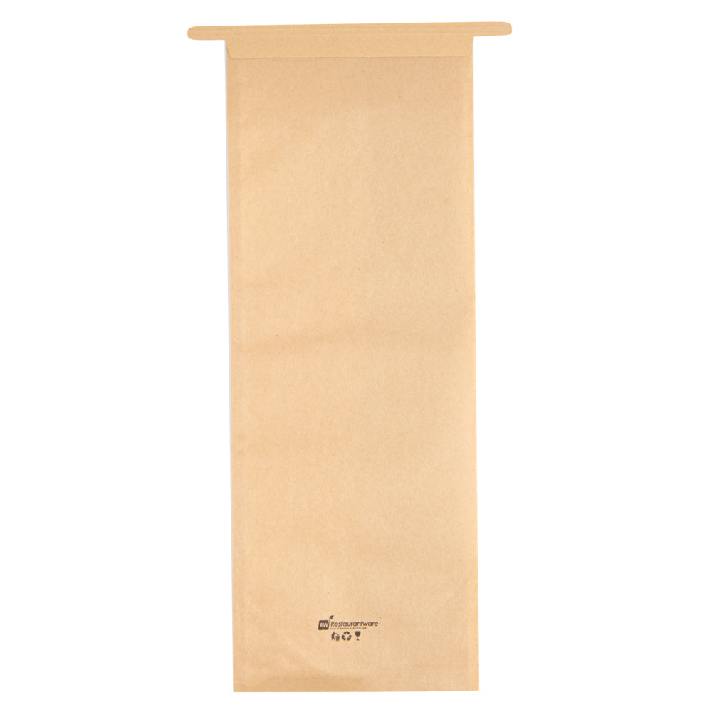 Bag Tek Kraft Paper Bakery Tin Tie Bag - with Window - 4 3/4" x 3 1/2" x 12 1/2" - 100 count box
