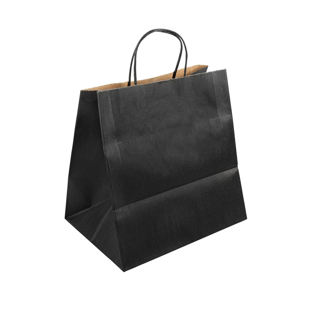 Saving Nature Black Paper Retail Bag - with Handles - 10 1/4" x 7 3/4" x 10 1/2" - 100 count box