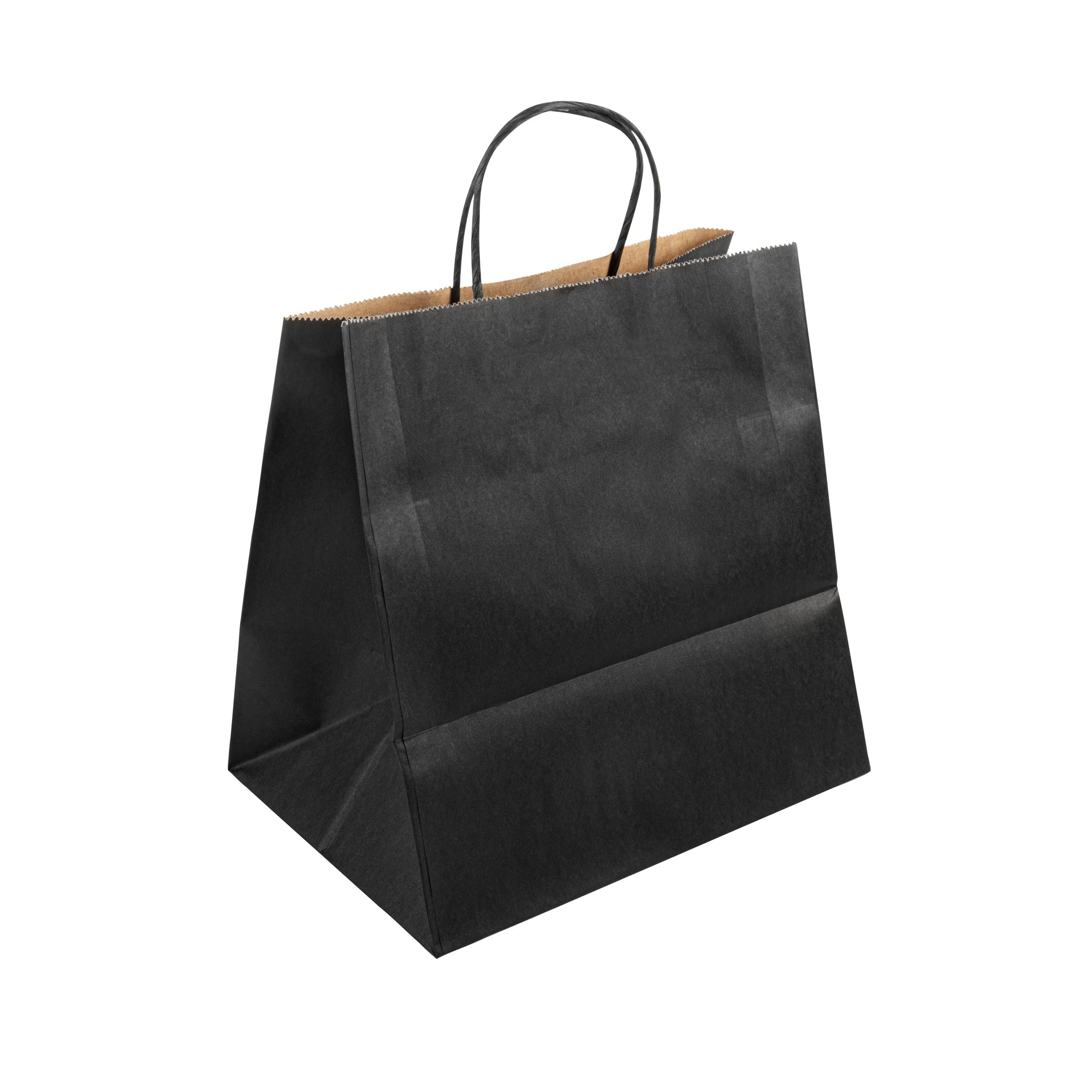 Saving Nature Black Paper Retail Bag - with Handles - 10 1/4" x 7 3/4" x 10 1/2" - 100 count box