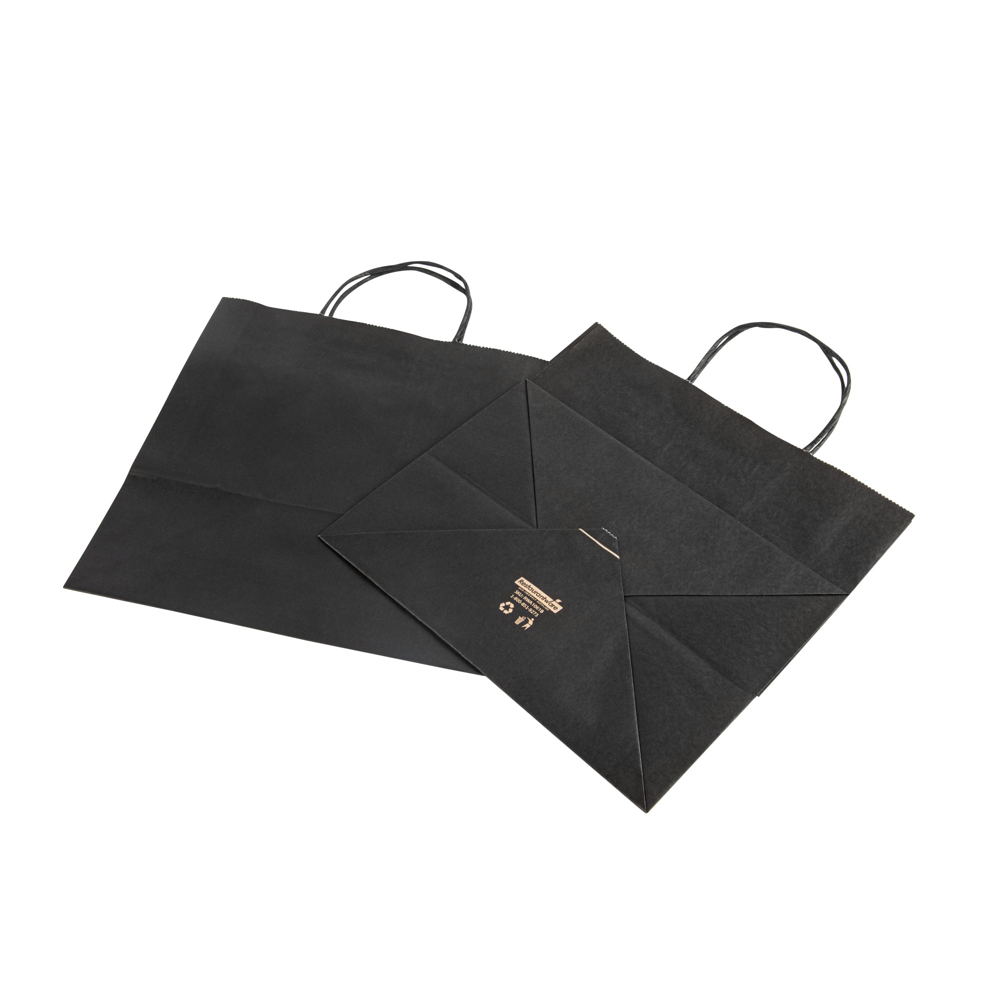 Saving Nature Black Paper Retail Bag - with Handles - 10 1/4" x 7 3/4" x 10 1/2" - 100 count box