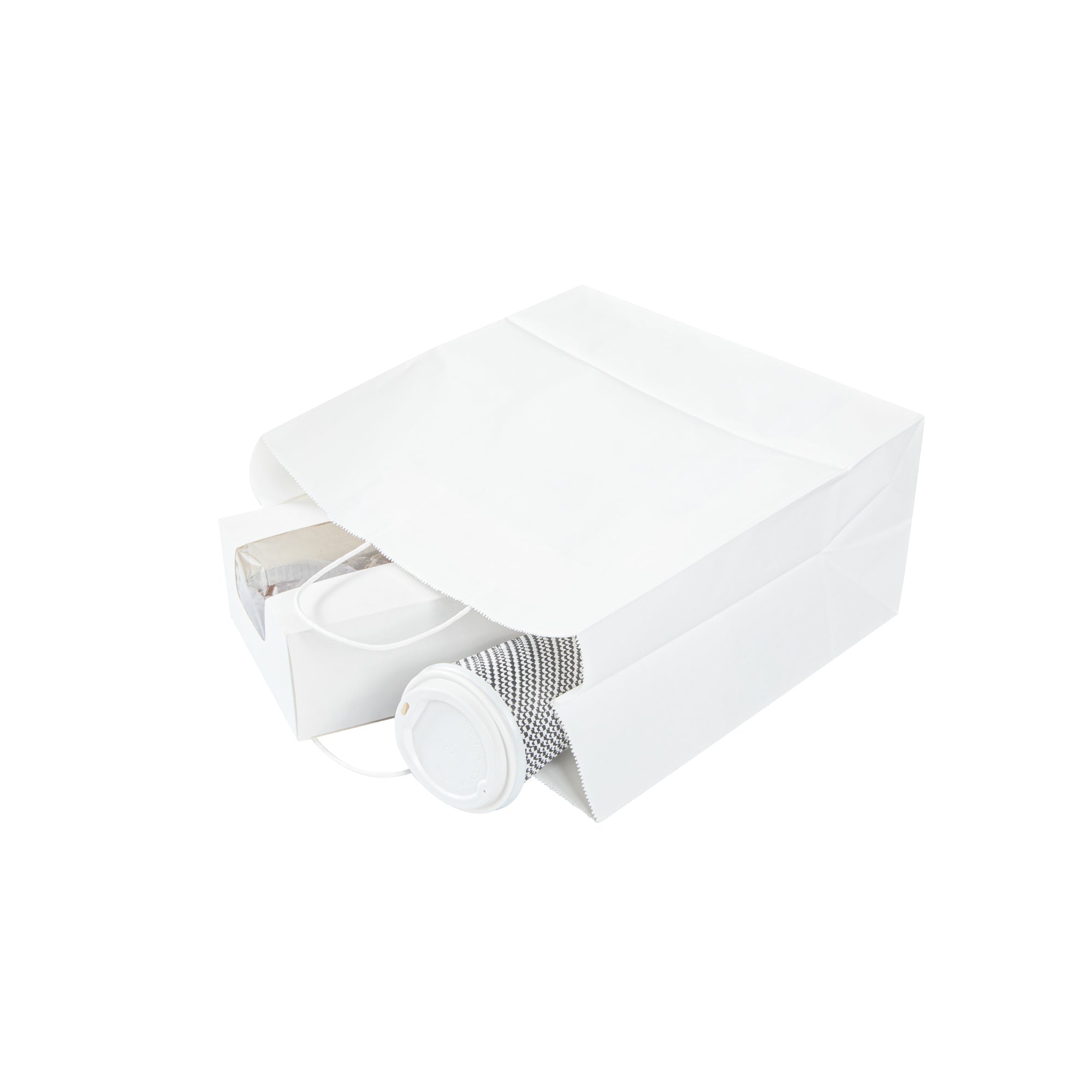 Saving Nature White Paper Retail Bag - with Handles - 10 1/4" x 7 3/4" x 10 1/2" - 100 count box