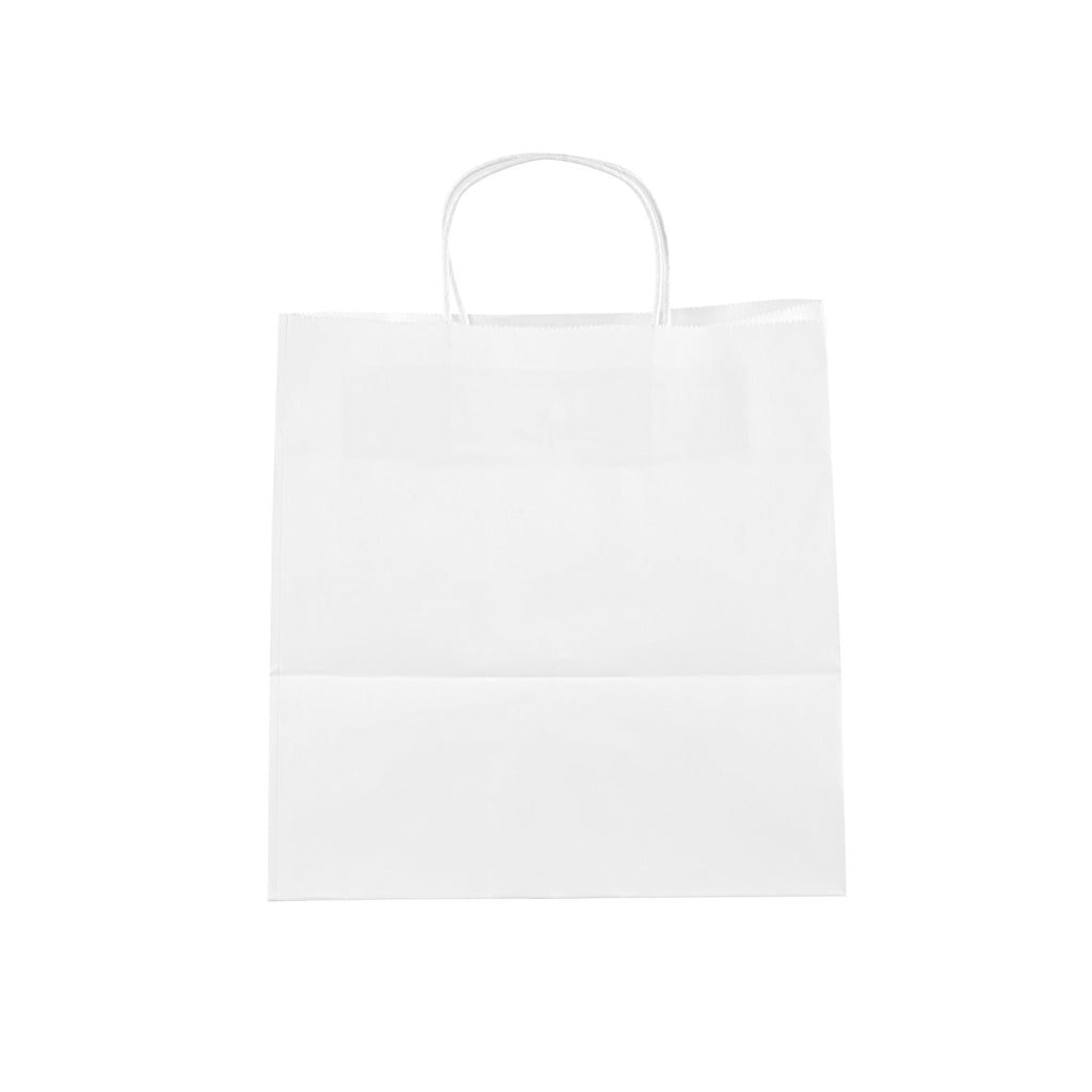 Saving Nature White Paper Retail Bag - with Handles - 10 1/4" x 7 3/4" x 10 1/2" - 100 count box