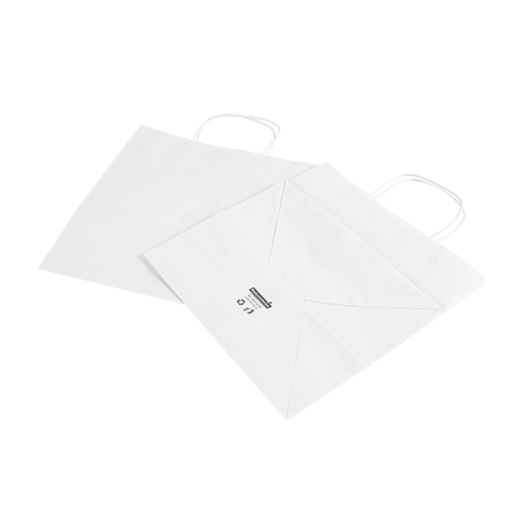 Saving Nature White Paper Retail Bag - with Handles - 10 1/4" x 7 3/4" x 10 1/2" - 100 count box