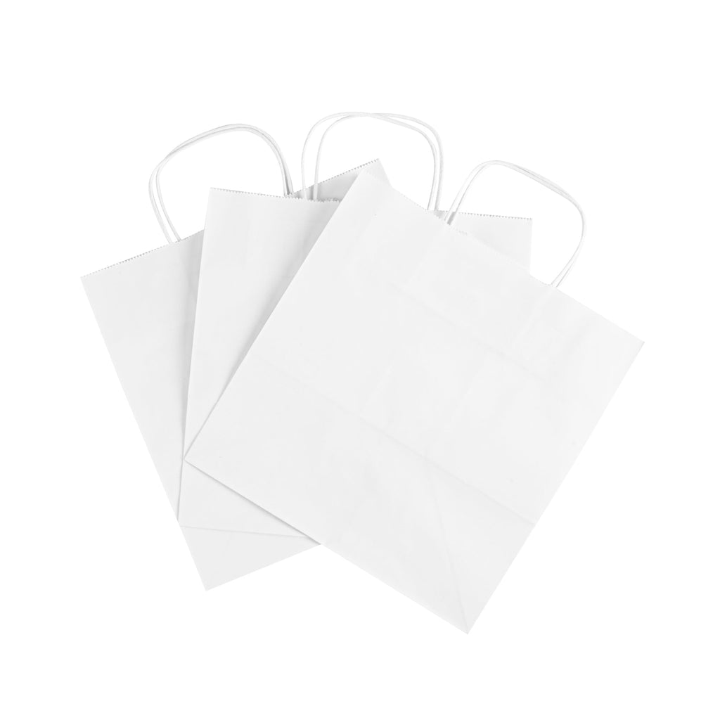 Saving Nature White Paper Retail Bag - with Handles - 10 1/4" x 7 3/4" x 10 1/2" - 100 count box