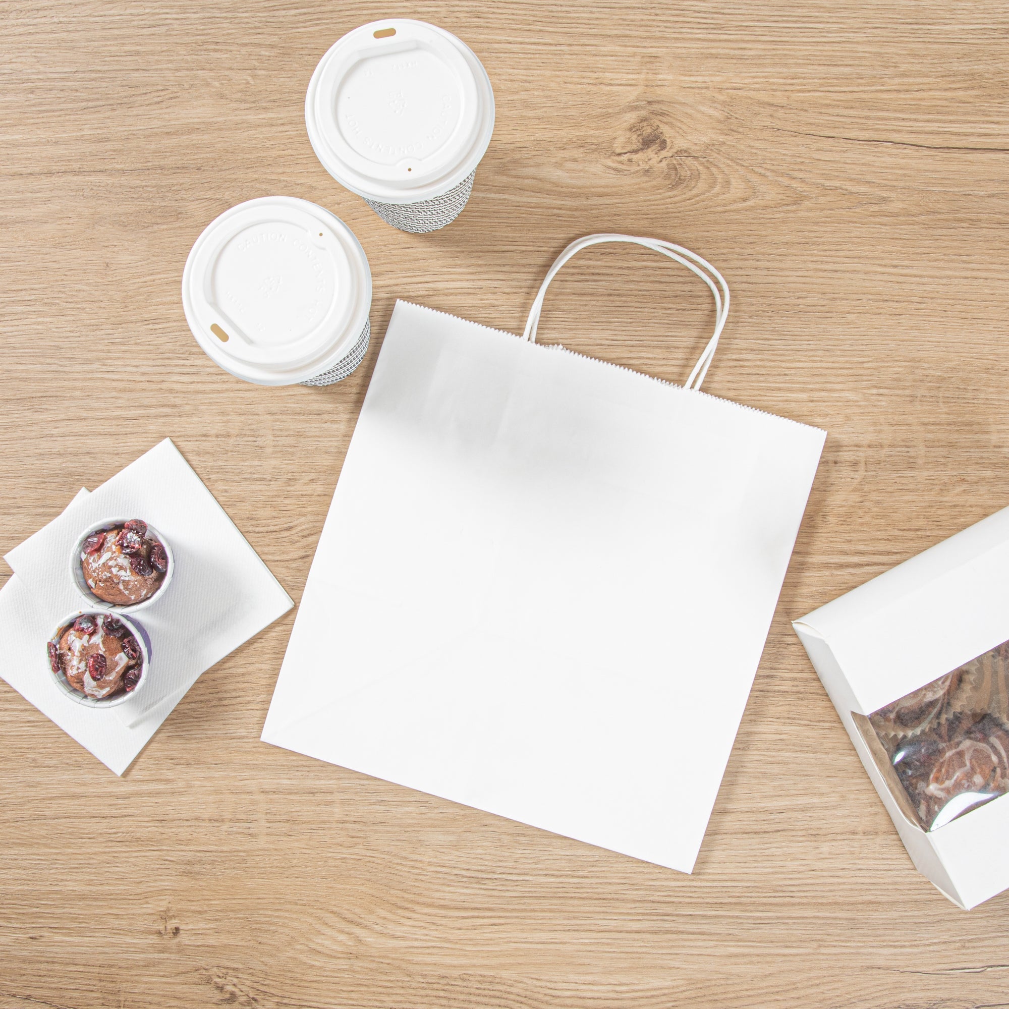 Saving Nature White Paper Retail Bag - with Handles - 10 1/4" x 7 3/4" x 10 1/2" - 100 count box