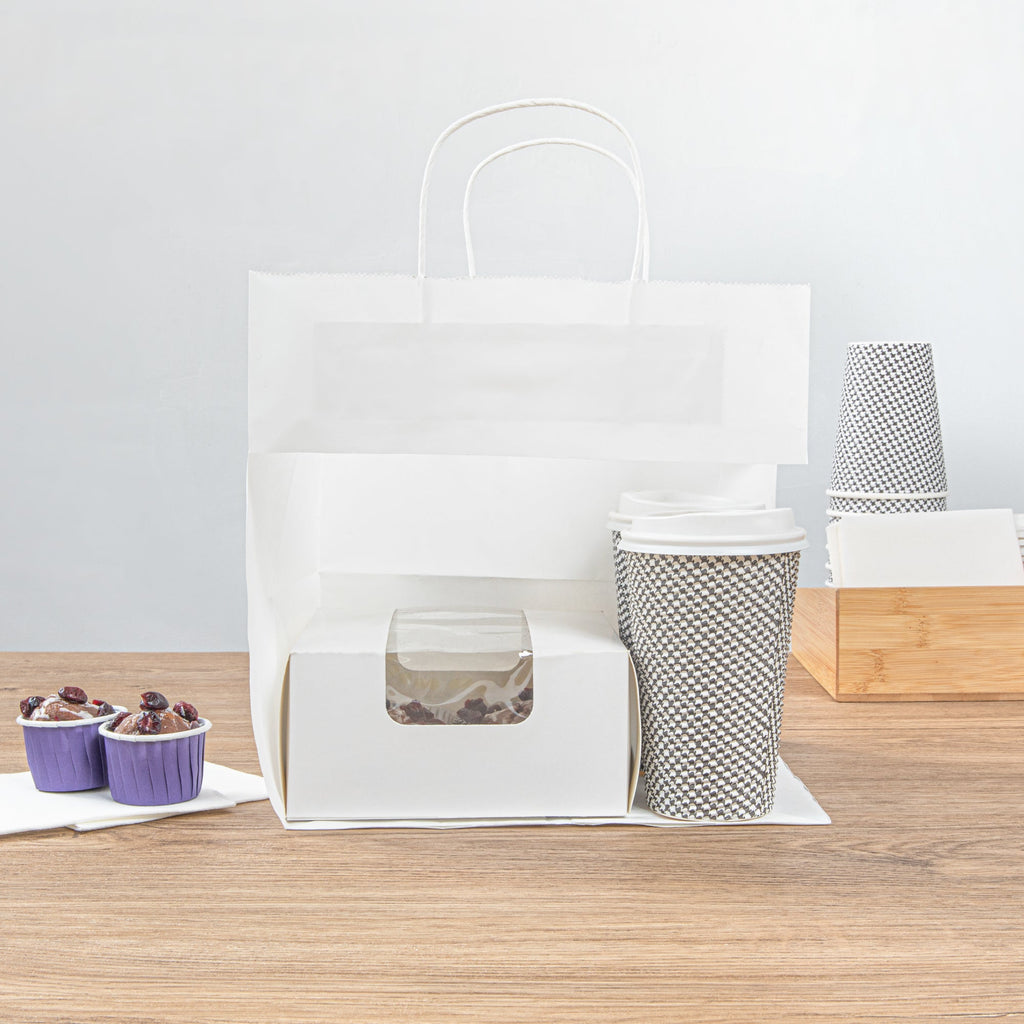Saving Nature White Paper Retail Bag - with Handles - 10 1/4" x 7 3/4" x 10 1/2" - 100 count box