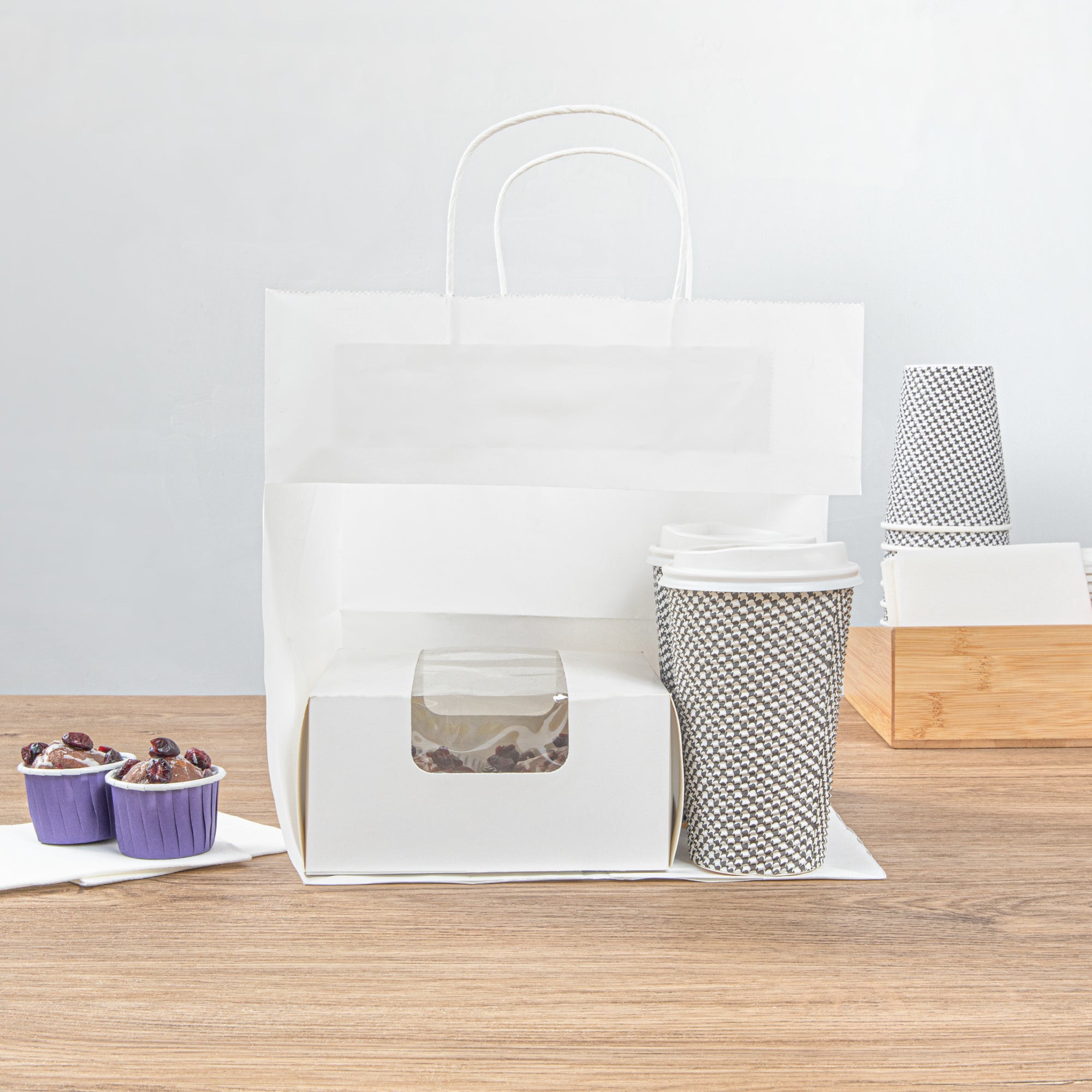 Saving Nature White Paper Retail Bag - with Handles - 10 1/4" x 7 3/4" x 10 1/2" - 100 count box