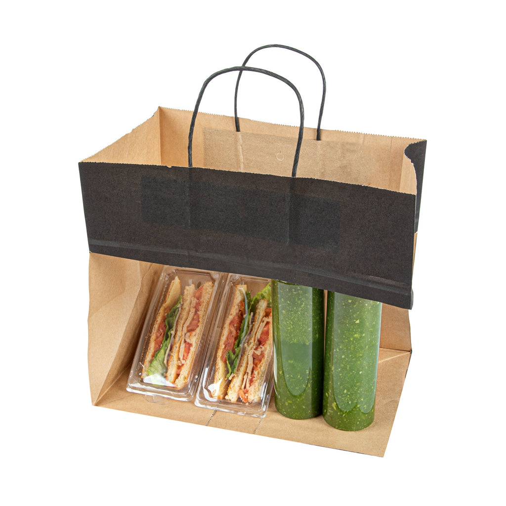 Saving Nature Black Paper Retail Bag - with Handles - 12 1/2" x 8 1/4" x 11 1/4" - 100 count box