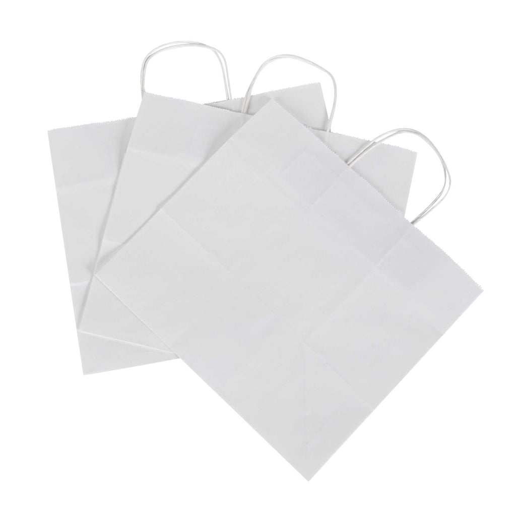 Saving Nature White Paper Retail Bag - with Handles - 12 1/2" x 8 1/4" x 11 1/4" - 100 count box