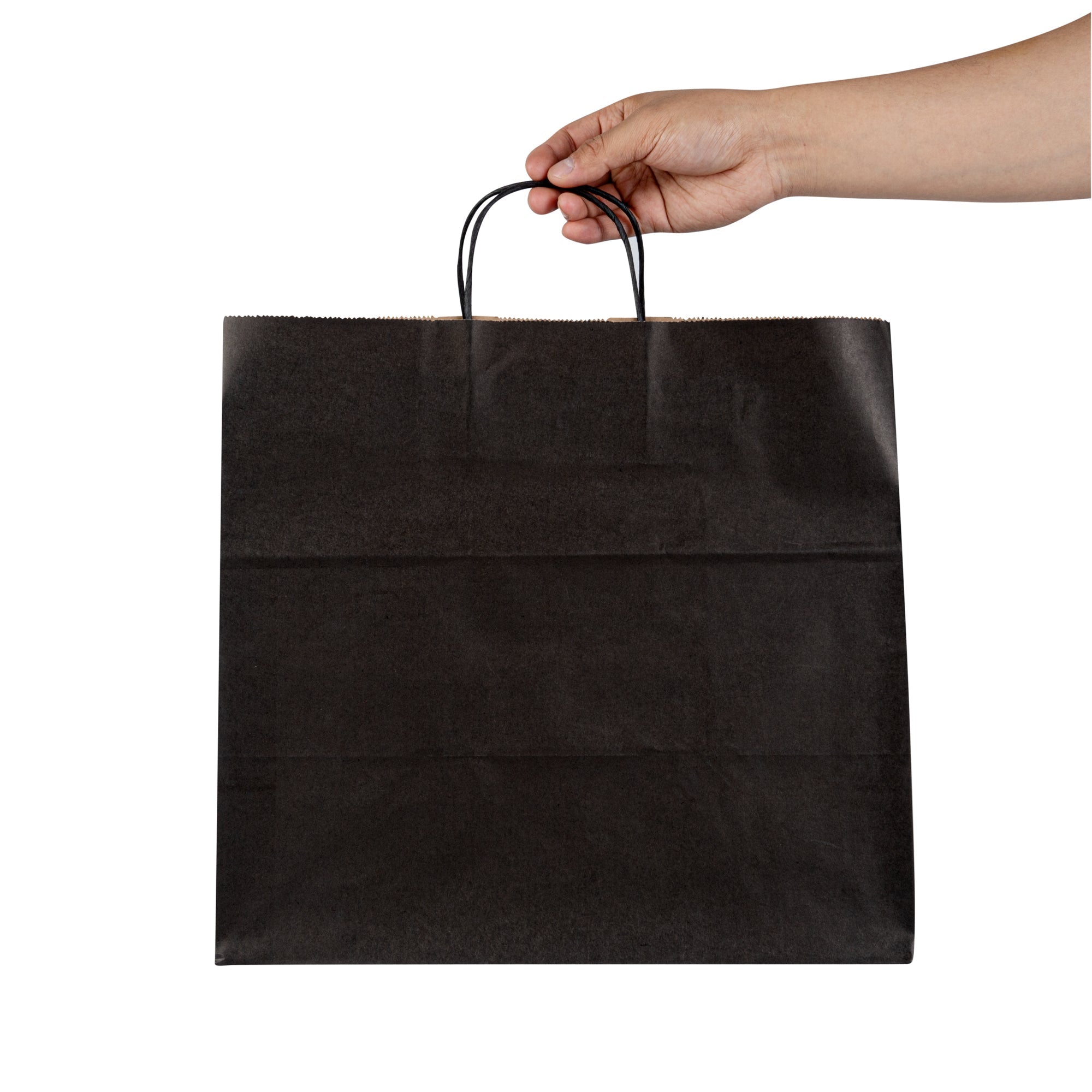 Saving Nature Black Paper Retail Bag - with Handles - 14 1/4" x 8 1/4" x 13 1/4" - 100 count box
