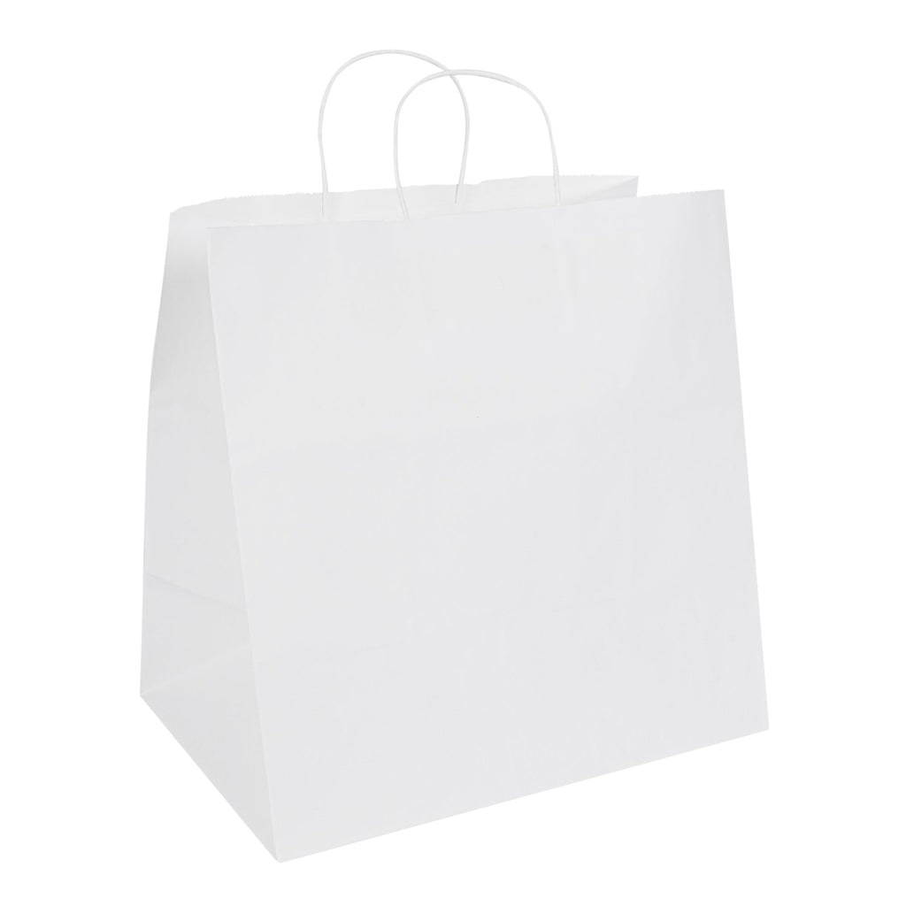 Saving Nature White Paper Retail Bag - with Handles - 14 1/4" x 8 1/4" x 13 1/4" - 100 count box