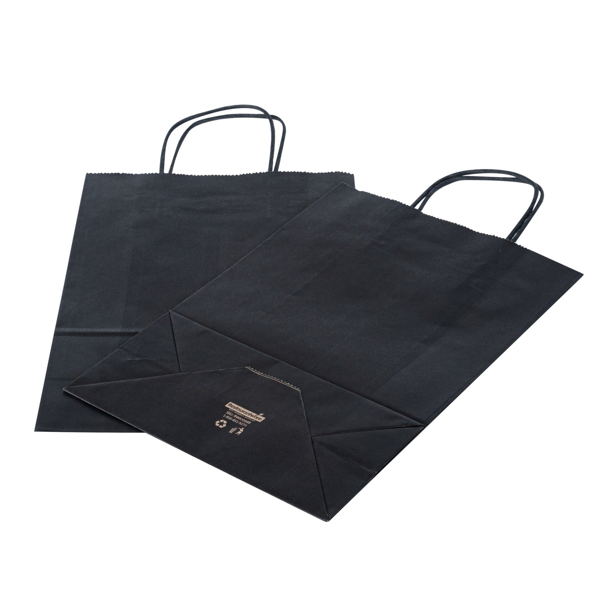 Saving Nature Black Paper Retail Bag - with Handles - 7 3/4" x 4" x 11 1/2" - 100 count box