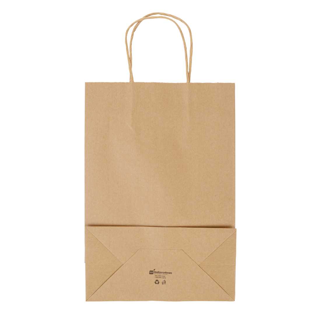 Saving Nature Kraft Paper Retail Bag - with Handles - 7 3/4" x 4" x 11 1/2" - 100 count box