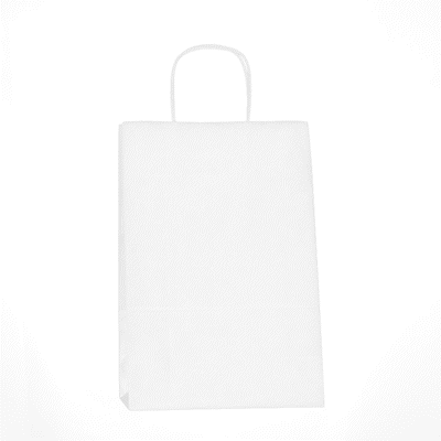 Saving Nature White Paper Retail Bag - with Handles - 7 3/4" x 4" x 11 1/2" - 100 count box