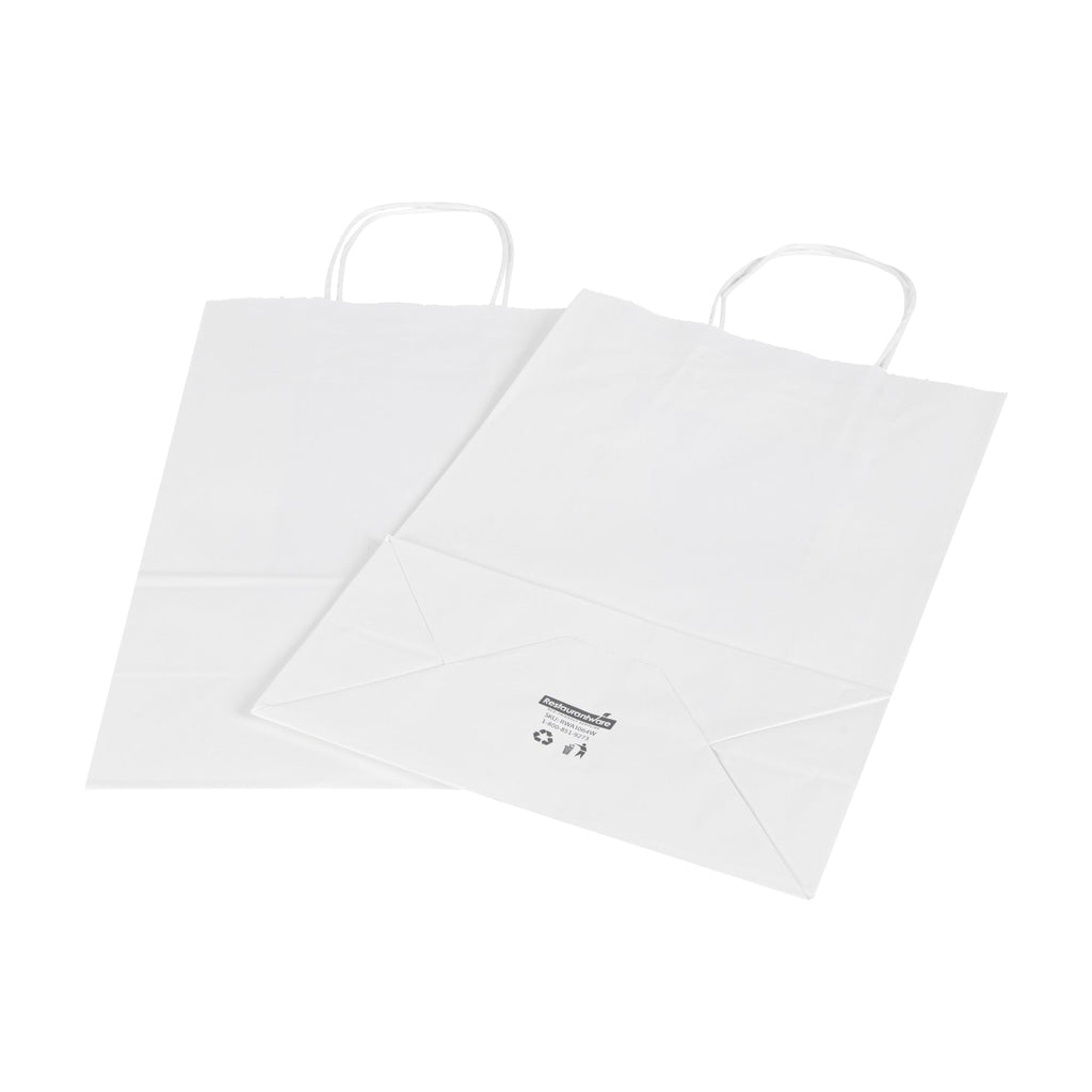 Saving Nature White Paper Retail Bag - with Handles - 7 3/4" x 4" x 11 1/2" - 100 count box