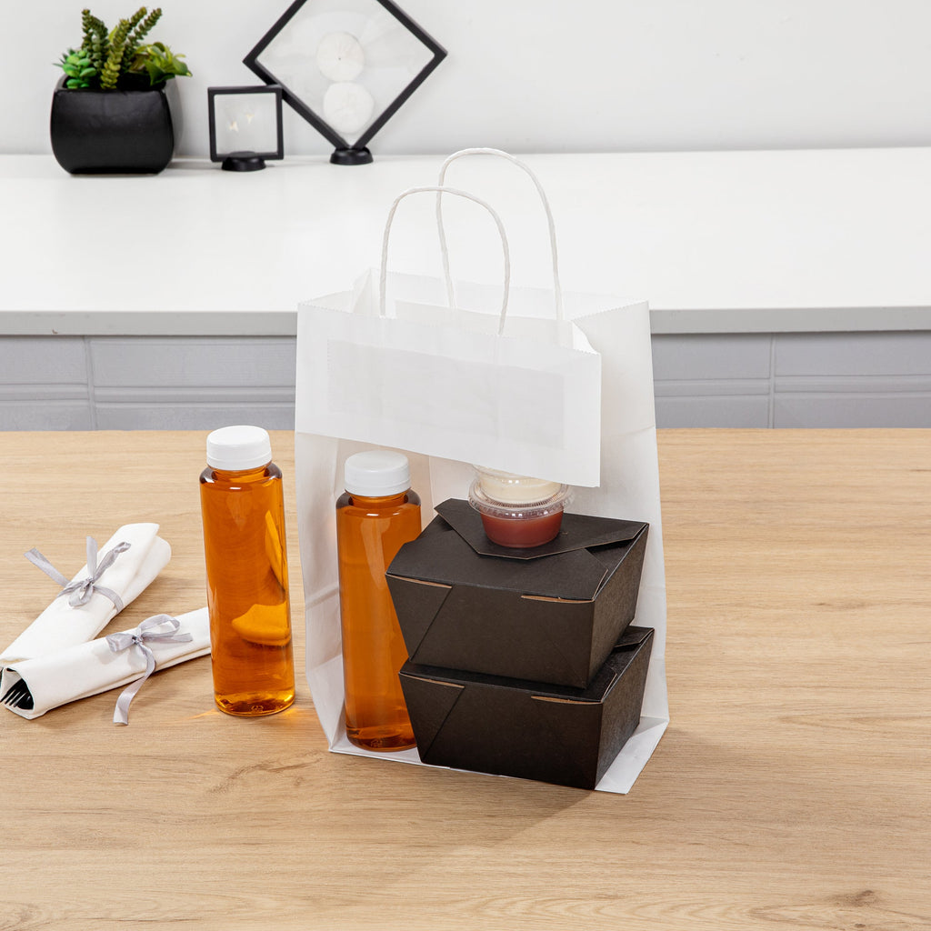 Saving Nature White Paper Retail Bag - with Handles - 7 3/4" x 4" x 11 1/2" - 100 count box