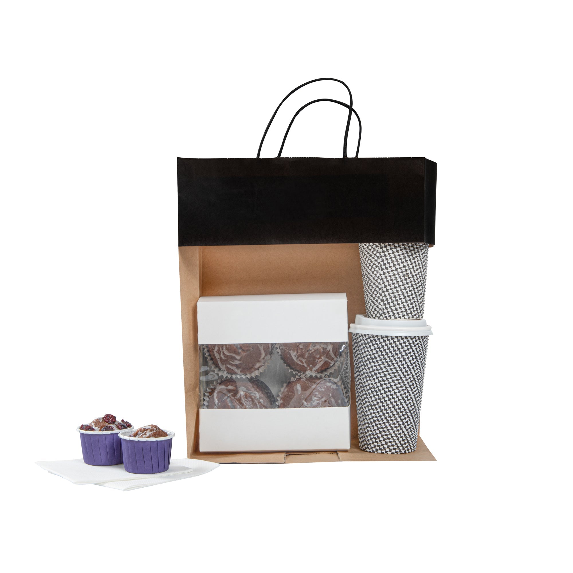 Saving Nature Black Paper Retail Bag - with Handles - 10 1/4" x 5 1/2" x 12 1/2" - 100 count box