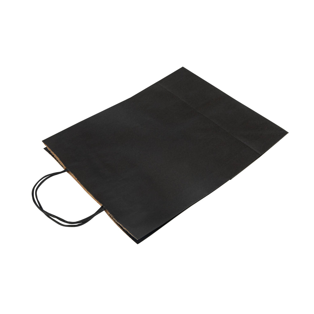 Saving Nature Black Paper Retail Bag - with Handles - 10 1/4" x 5 1/2" x 12 1/2" - 100 count box
