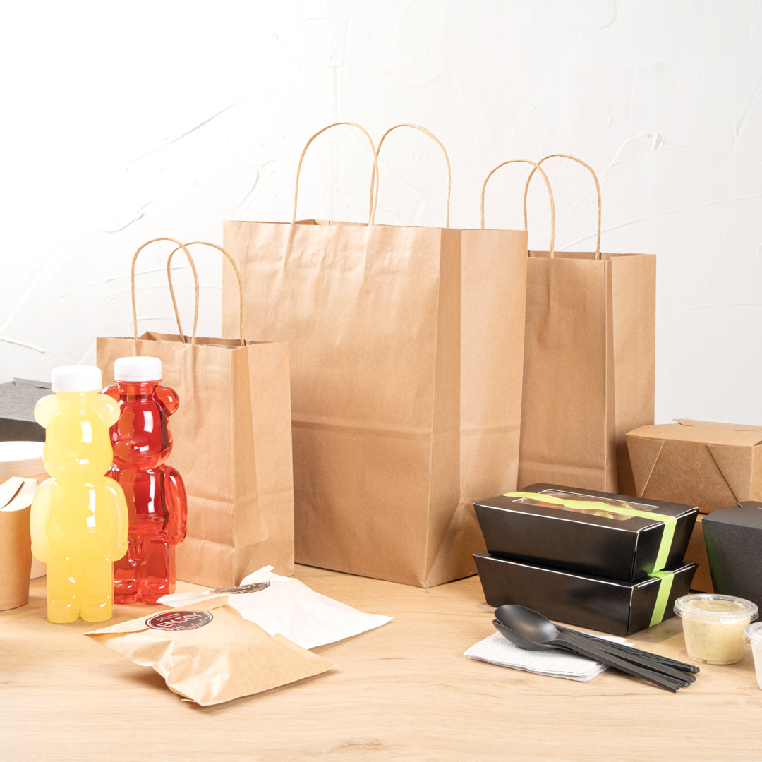 Saving Nature Kraft Paper Retail Bag - with Handles - 10 1/4" x 5 1/2" x 12 1/2" - 100 count box
