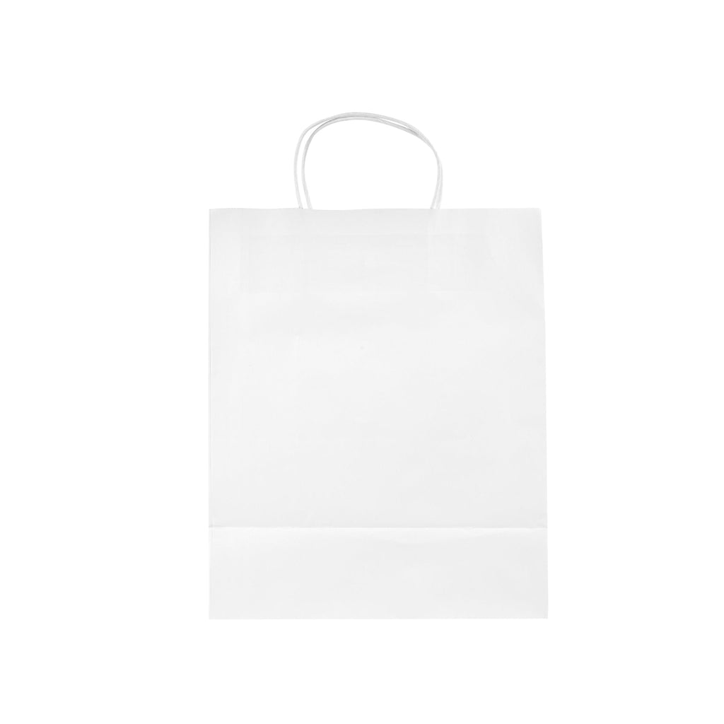 Saving Nature White Paper Retail Bag - with Handles - 10 1/4" x 5 1/2" x 12 1/2" - 100 count box