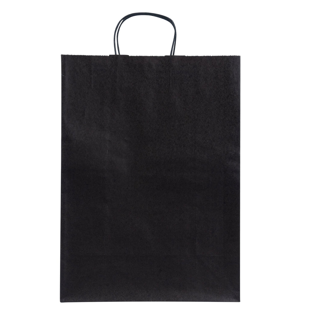 Saving Nature Black Paper Retail Bag - with Handles - 12 1/2" x 6 1/4" x 17" - 100 count box