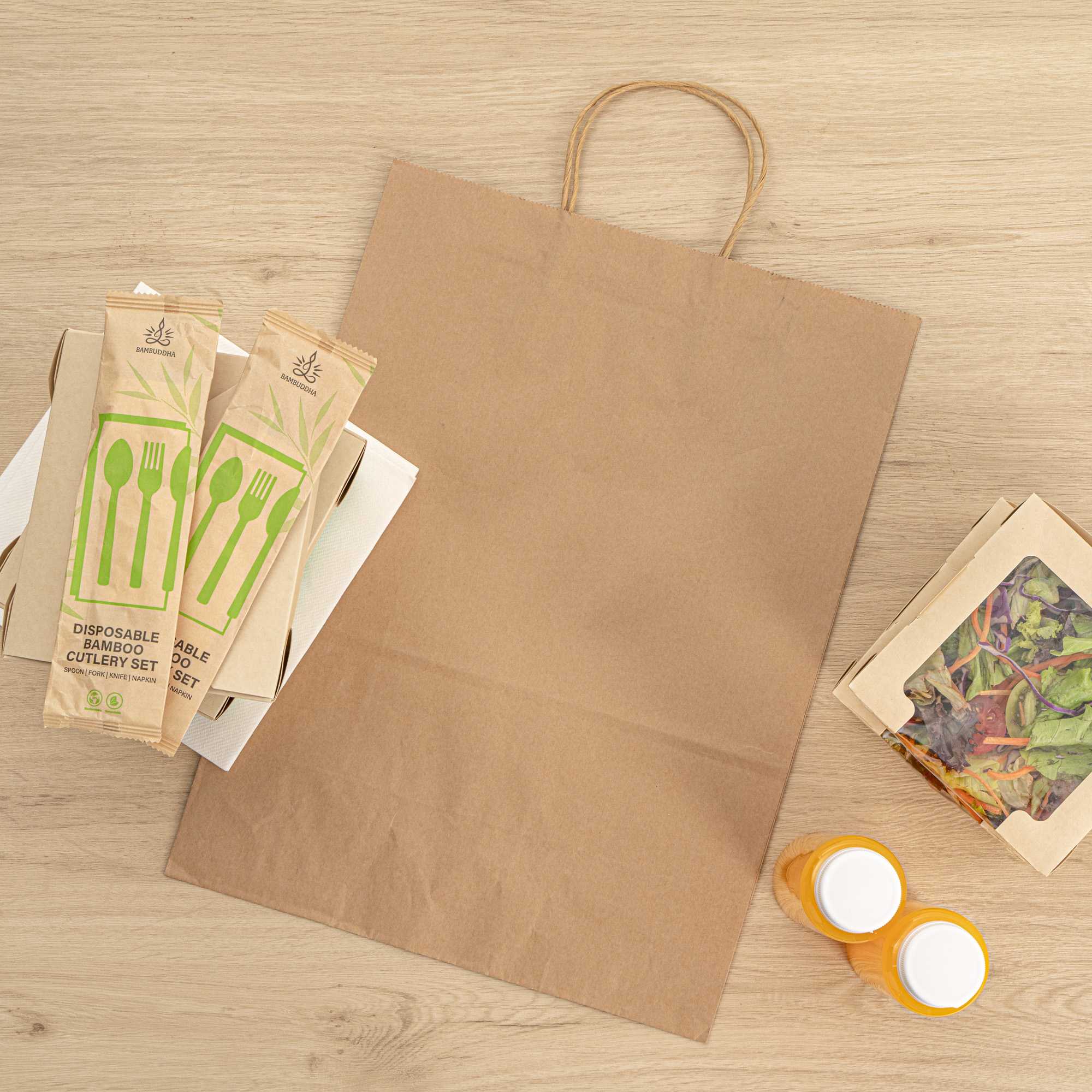 Saving Nature Kraft Paper Retail Bag - with Handles - 12 1/2" x 6 1/4" x 17" - 100 count box