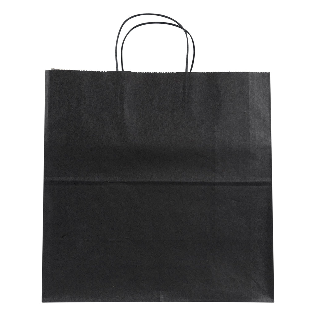 Saving Nature Black Paper Retail Bag - with Handles - 12 1/2" x 6 1/4" x 12 1/4" - 100 count box