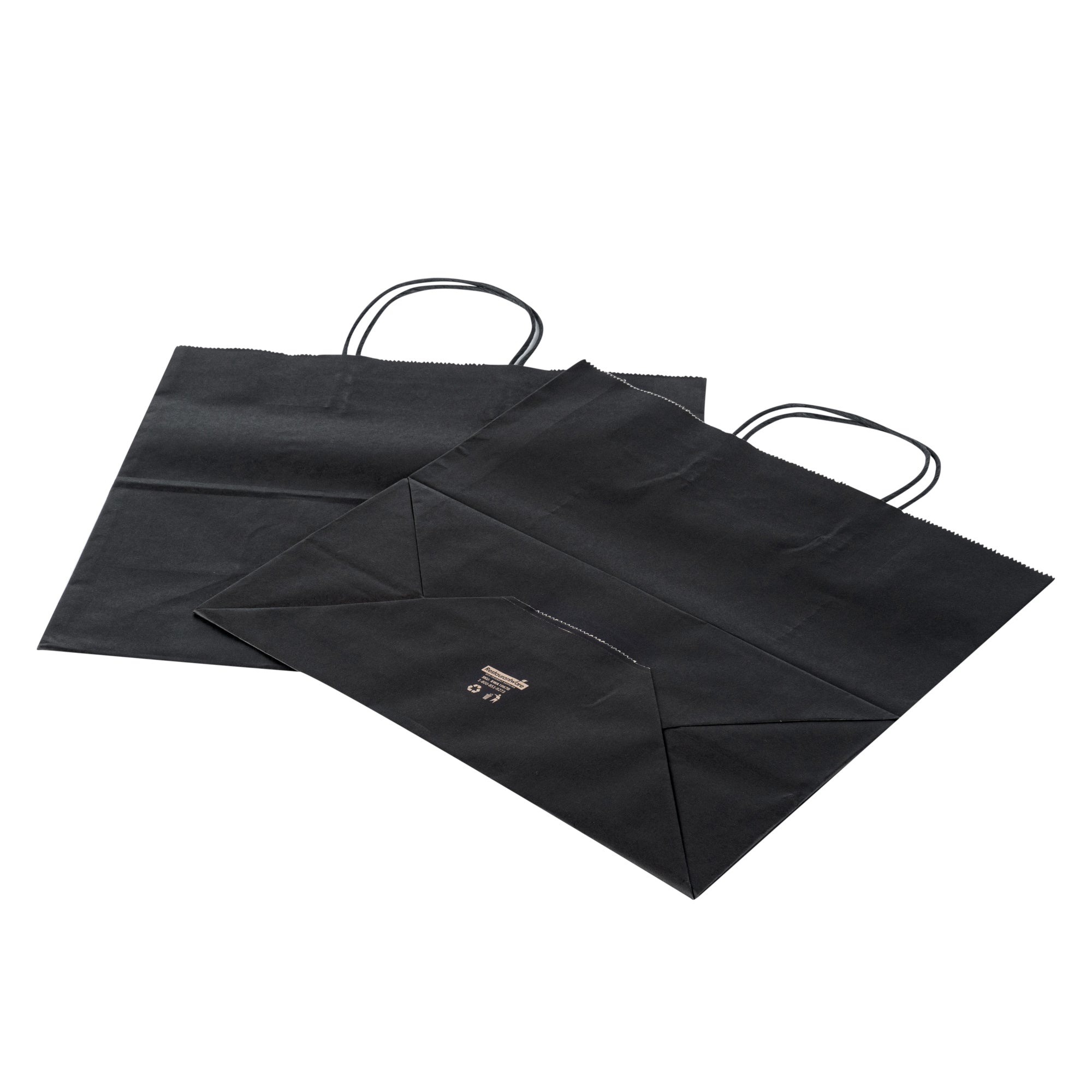 Saving Nature Black Paper Retail Bag - with Handles - 12 1/2" x 6 1/4" x 12 1/4" - 100 count box
