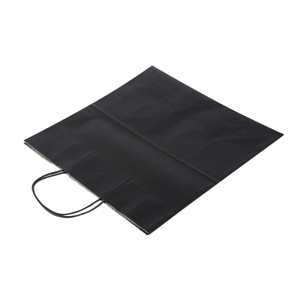 Saving Nature Black Paper Retail Bag - with Handles - 12 1/2" x 6 1/4" x 12 1/4" - 100 count box
