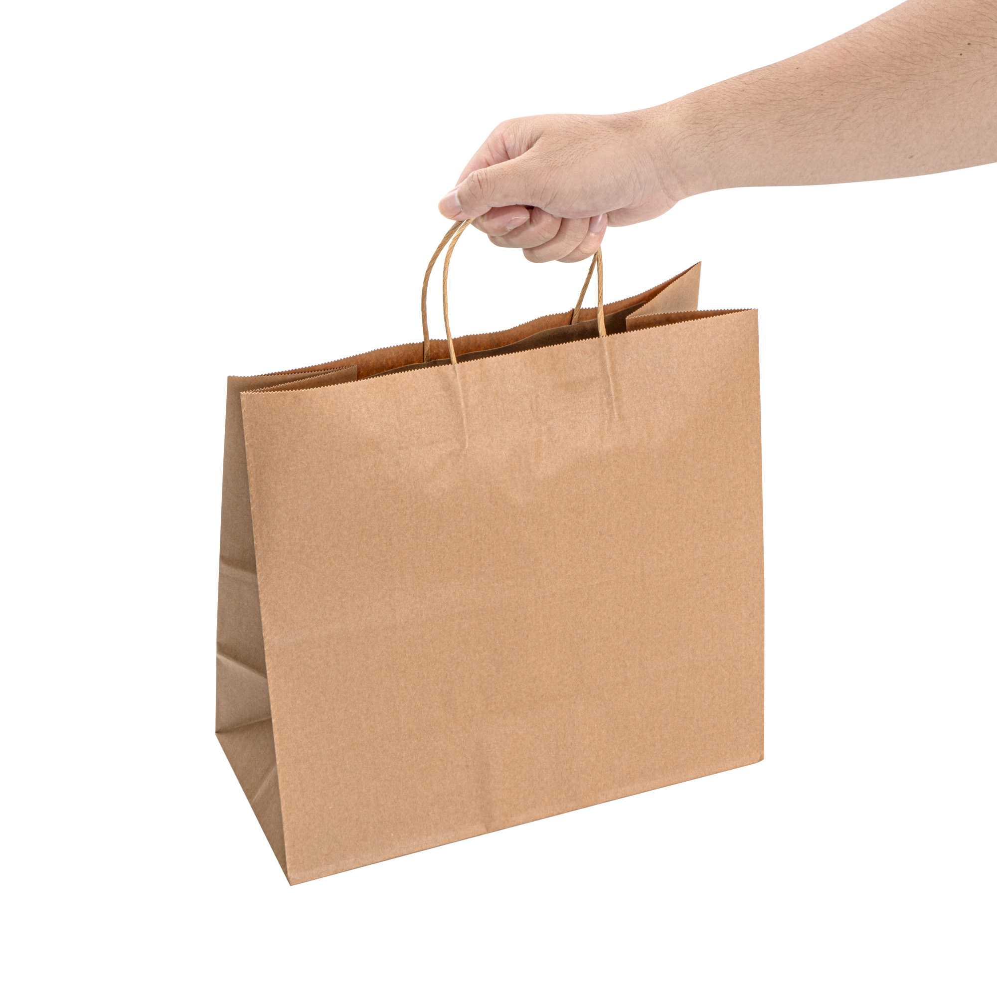 Saving Nature Kraft Paper Retail Bag - with Handles - 12 1/2" x 6 1/4" x 12 1/4" - 100 count box