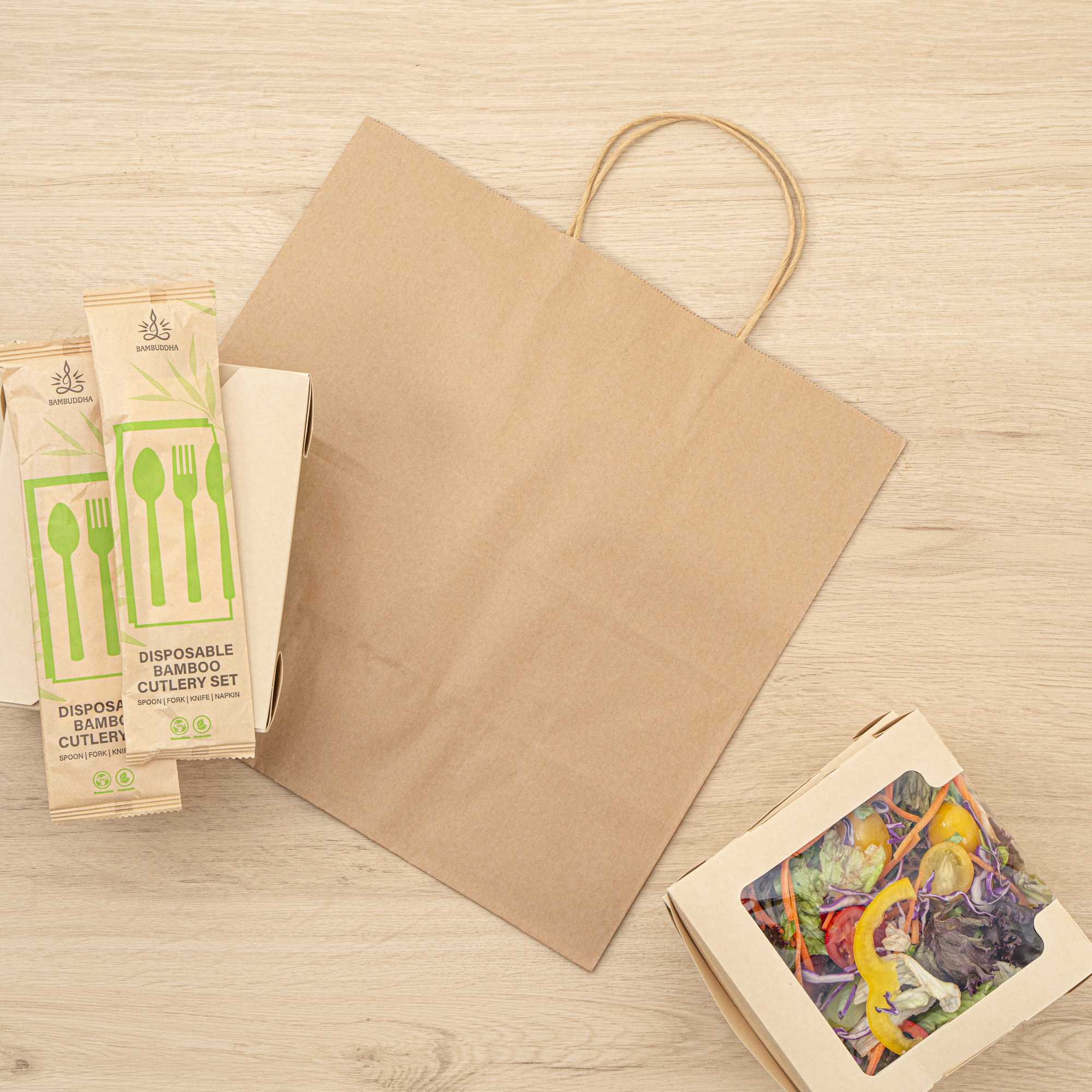 Saving Nature Kraft Paper Retail Bag - with Handles - 12 1/2" x 6 1/4" x 12 1/4" - 100 count box