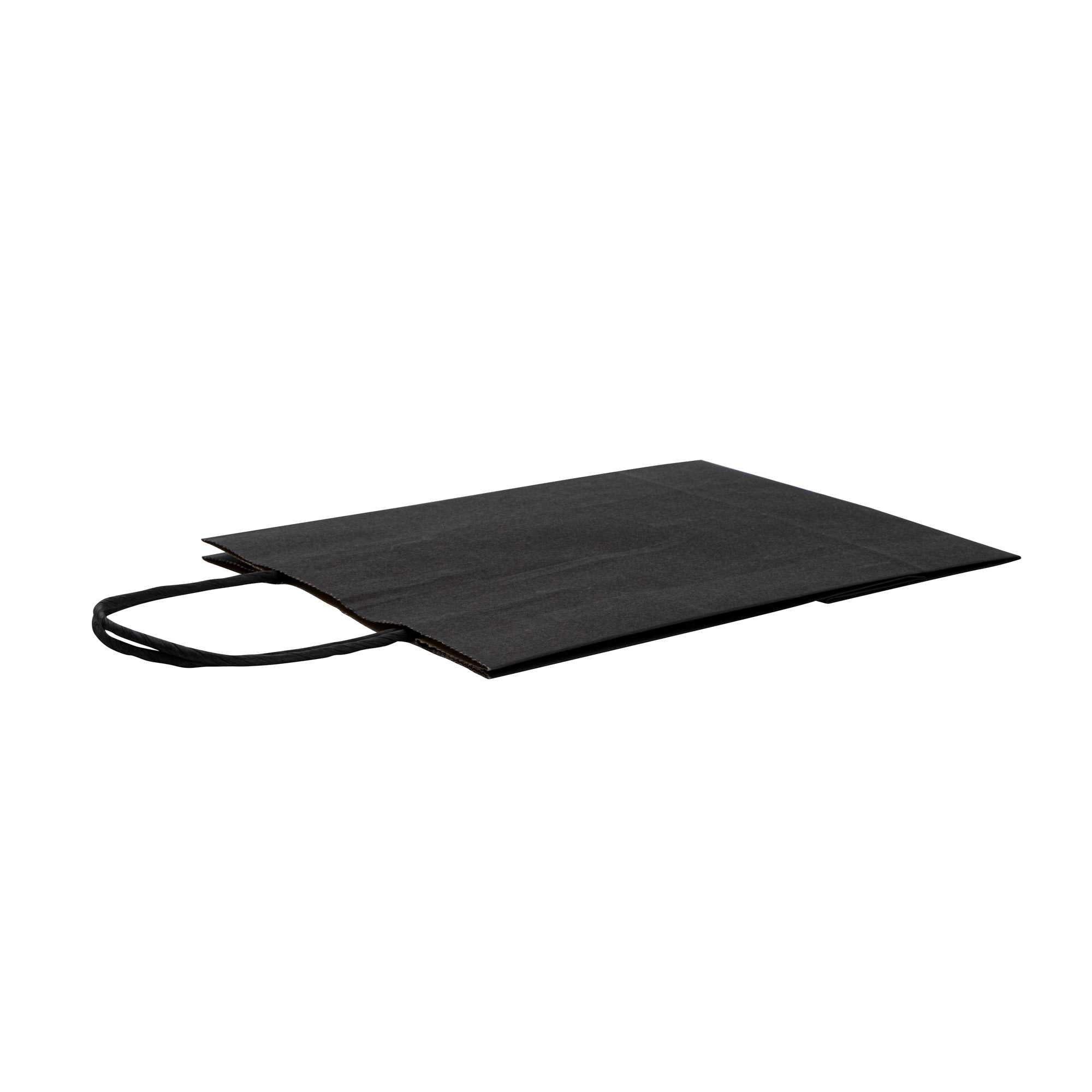 Saving Nature Black Paper Retail Bag - with Handles - 7" x 3 1/4" x 8 1/2" - 100 count box
