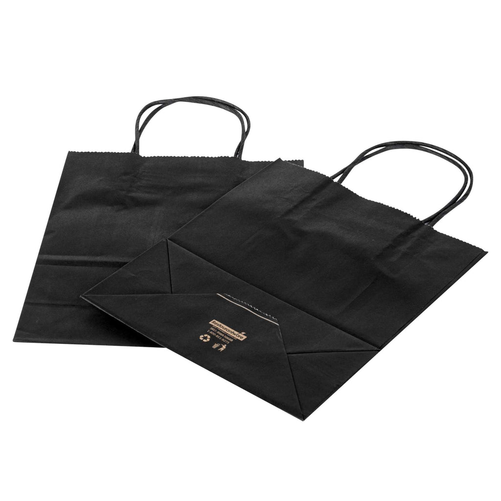 Saving Nature Black Paper Retail Bag - with Handles - 7" x 3 1/4" x 8 1/2" - 100 count box