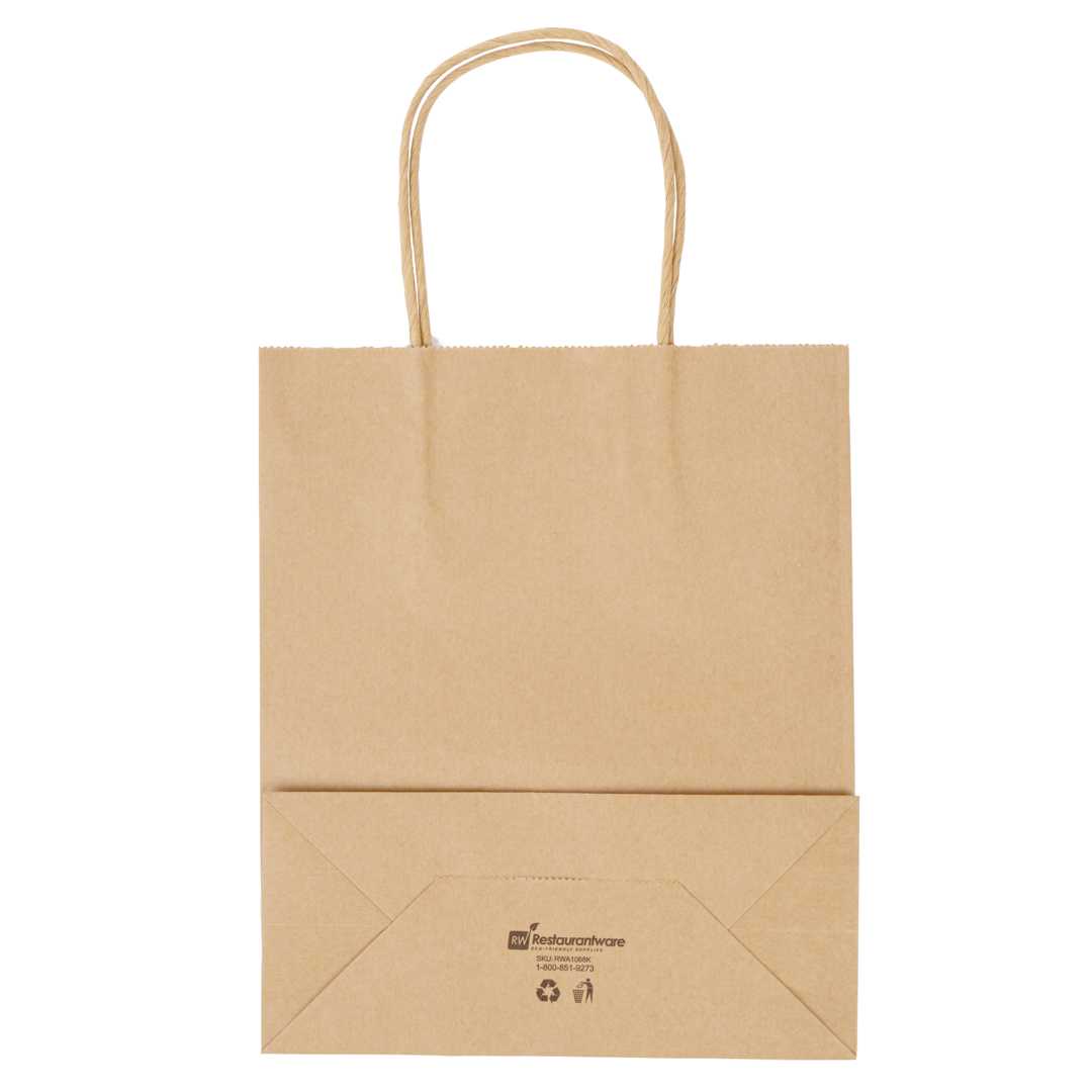 Saving Nature Kraft Paper Retail Bag - with Handles - 7" x 3 1/4" x 8 1/2" - 100 count box