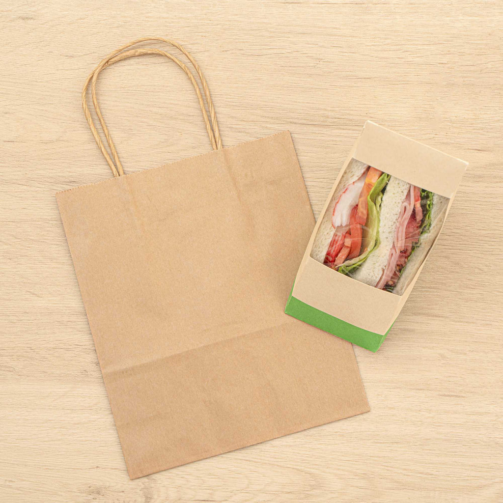 Saving Nature Kraft Paper Retail Bag - with Handles - 7" x 3 1/4" x 8 1/2" - 100 count box