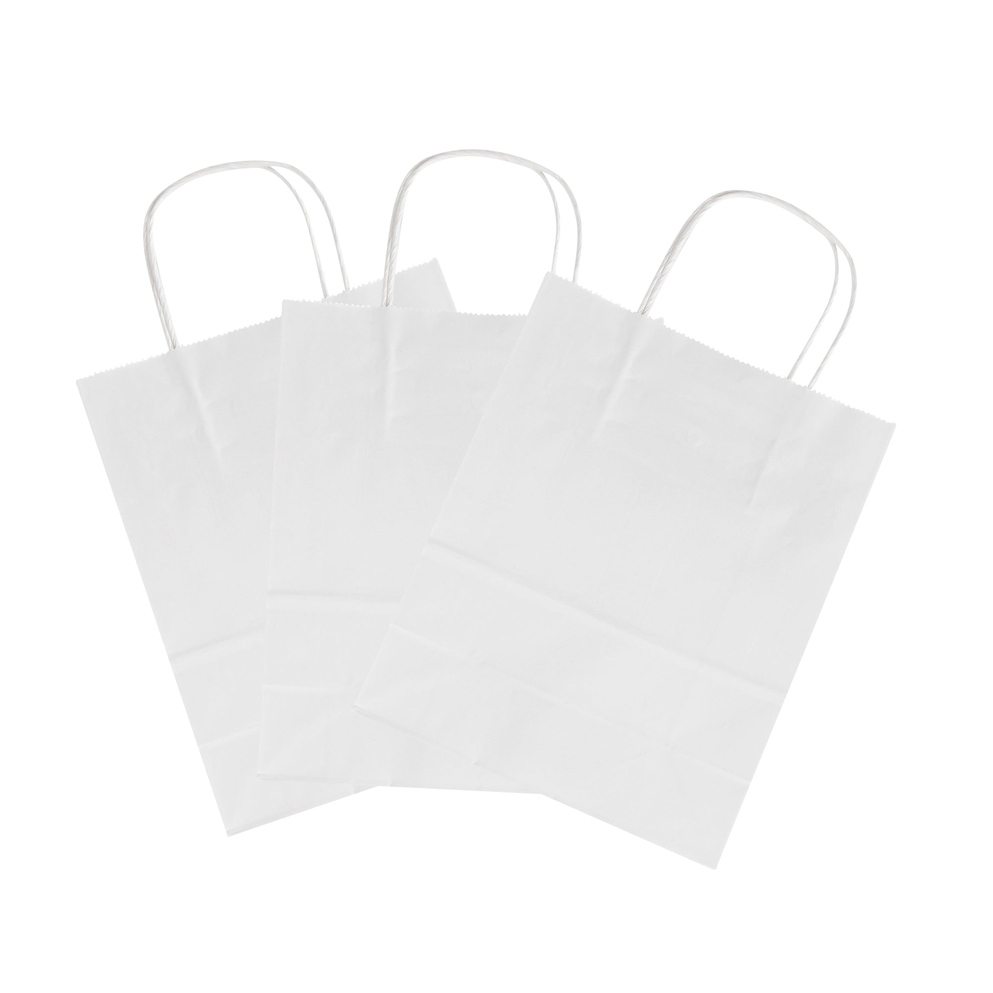 Saving Nature White Paper Retail Bag - with Handles - 7" x 3 1/4" x 8 1/2" - 100 count box