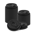 Restpresso Black Plastic 2-in-1 Straw or Sippy Coffee Cup Lid - with Detachable Double Plug, Fits 8, 12, 16 and 20 oz - 500 count box