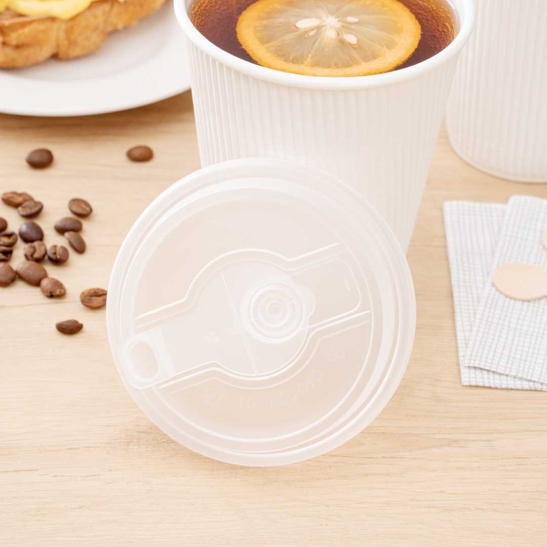 Restpresso Clear Plastic 2-in-1 Straw or Sippy Coffee Cup Lid - with Detachable Double Plug, Fits 8, 12, 16 and 20 oz - 25 count box