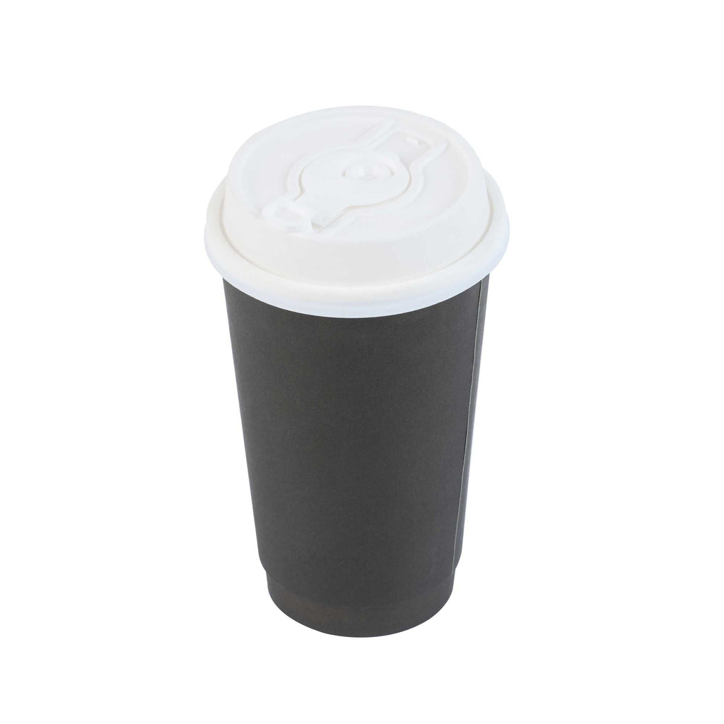 Restpresso White Plastic 2-in-1 Straw or Sippy Coffee Cup Lid - with Detachable Double Plug, Fits 8, 12, 16 and 20 oz - 25 count box