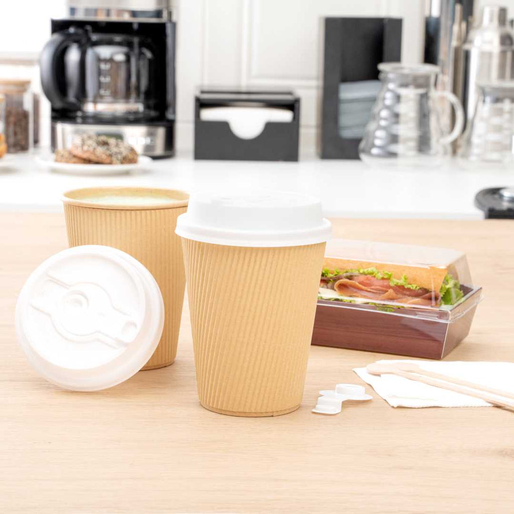Restpresso White Plastic 2-in-1 Straw or Sippy Coffee Cup Lid - with Detachable Double Plug, Fits 8, 12, 16 and 20 oz - 25 count box